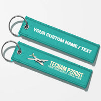 Thumbnail for Cartoon Tecnam P2006T Aviator Key Chains - Turquoise - Personalized
