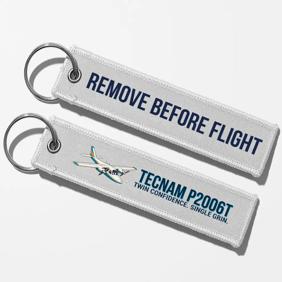Cartoon Tecnam P2006T Aviator Key Chains - White - Remove Before Flight