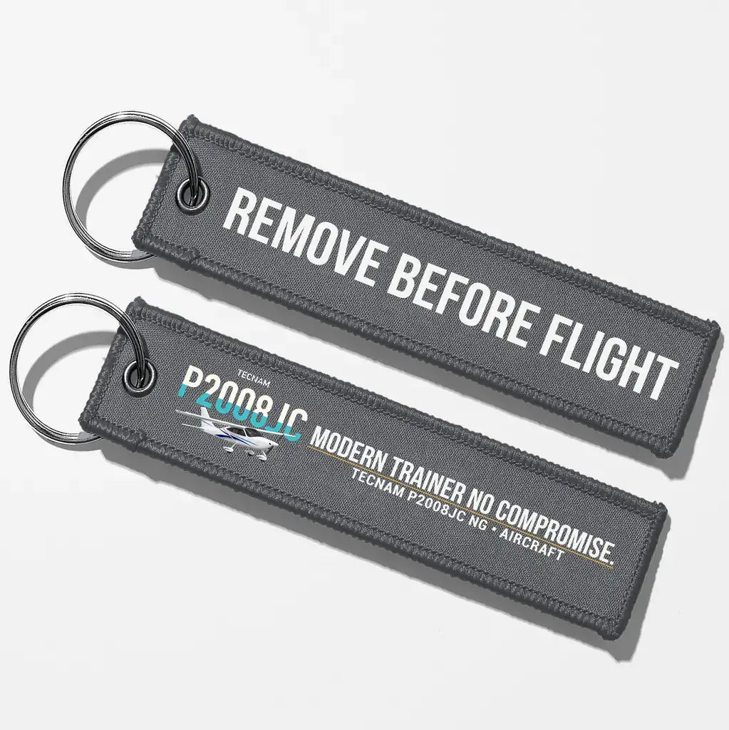 Tecnam P2008JC NG Aviator Key Chains - Gray - Remove Before Flight