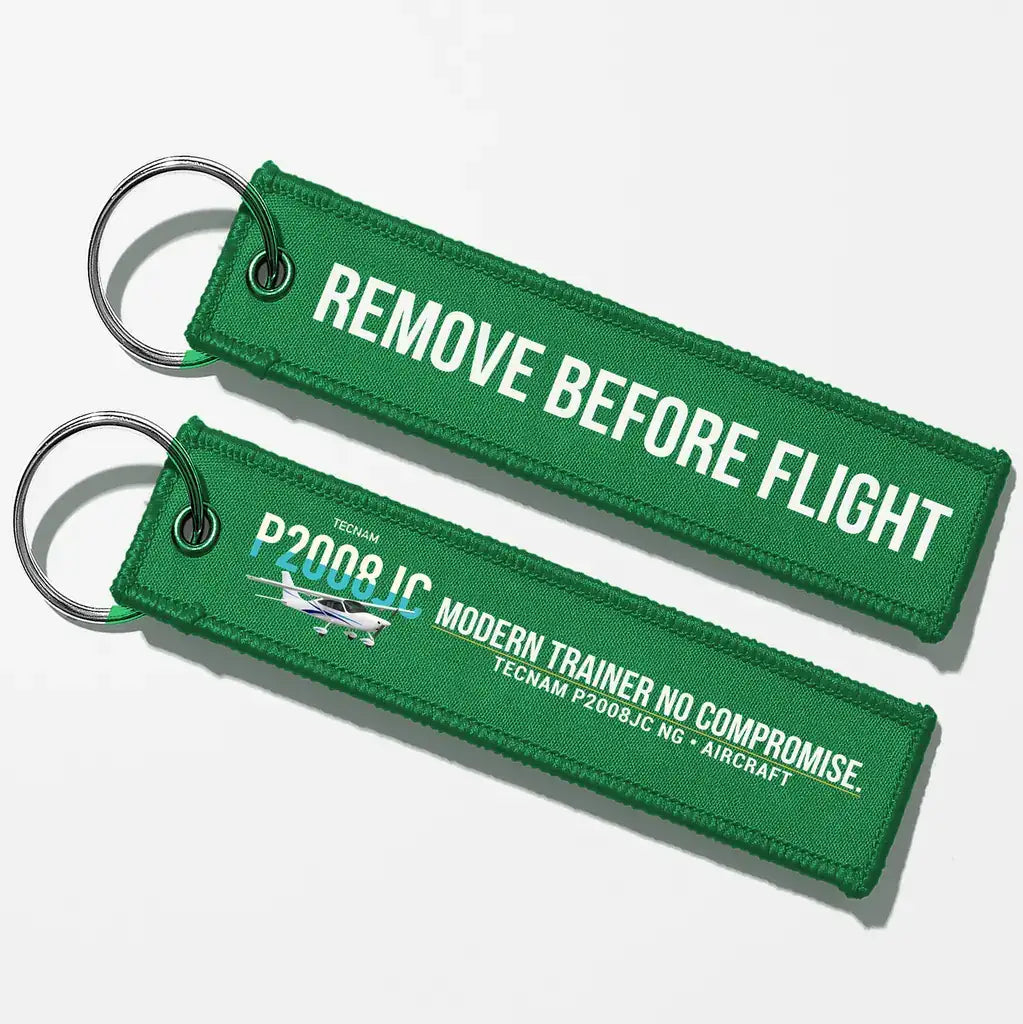 Tecnam P2008JC NG Aviator Key Chains - Green - Remove Before Flight