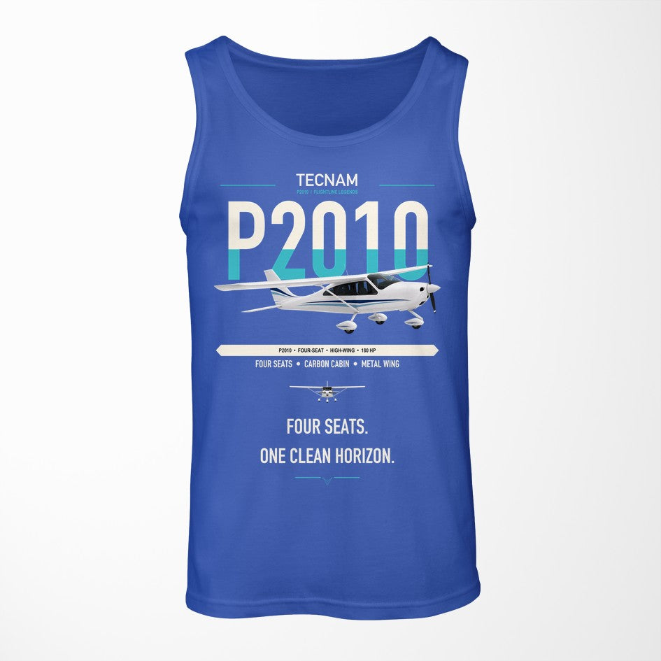 Tecnam P2010 design on blue tank top