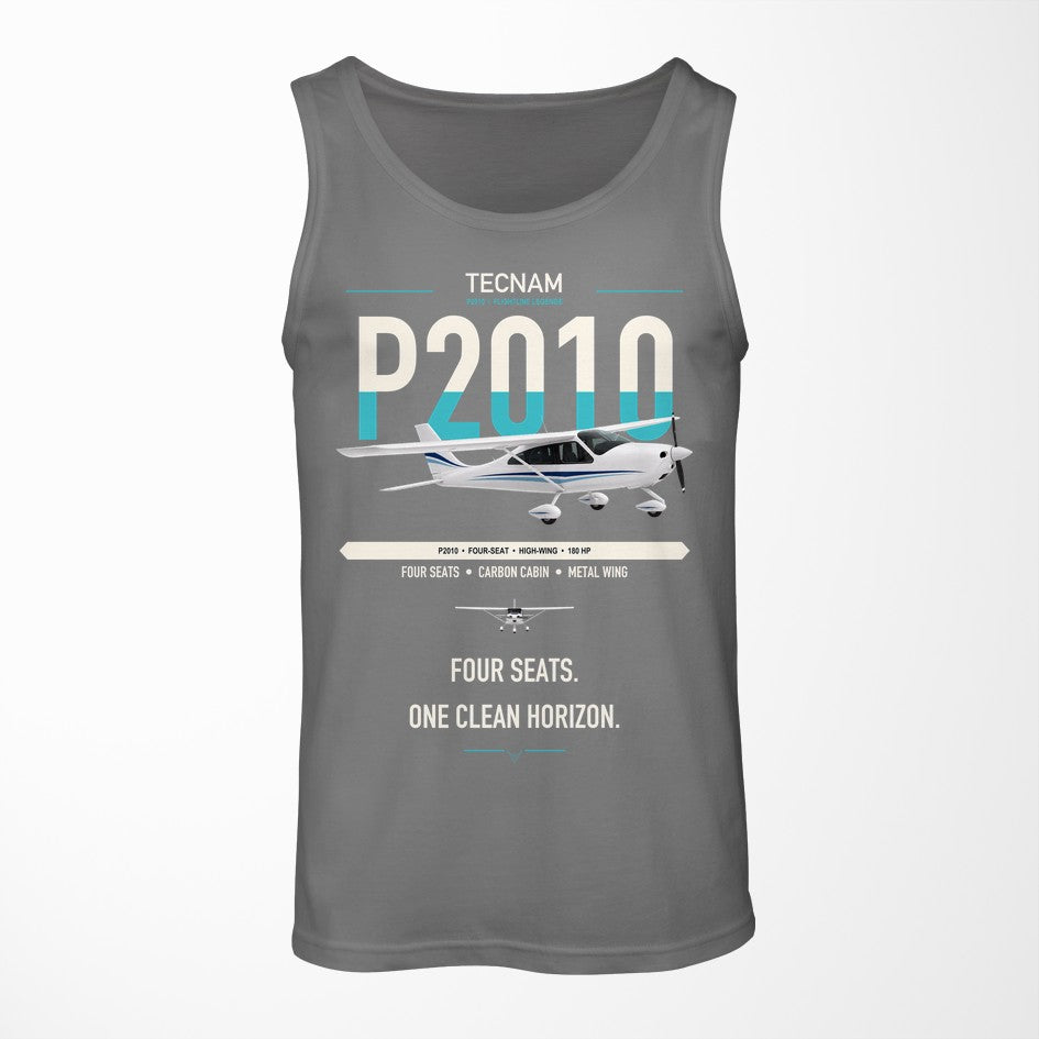 Tecnam P2010 design on gray tank top