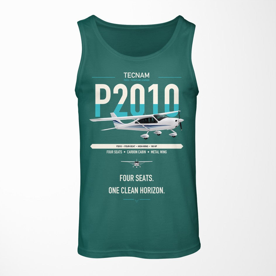 Tecnam P2010 design on green tank top
