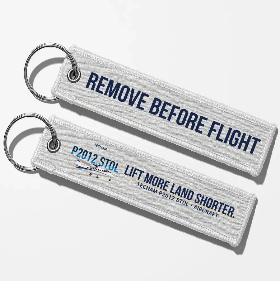 Tecnam P2012 STOL Aviator Key Chains - White - Remove Before Flight