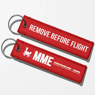 Teesside International Airport (MME) Aviator Key Chains - Red - Remove Before Flight