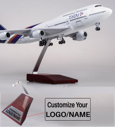 Side view of Thai Airways Boeing 747 Airplane Model (1/160 Scale - 47CM) aviation LED model airplane in diecast metal with LE.