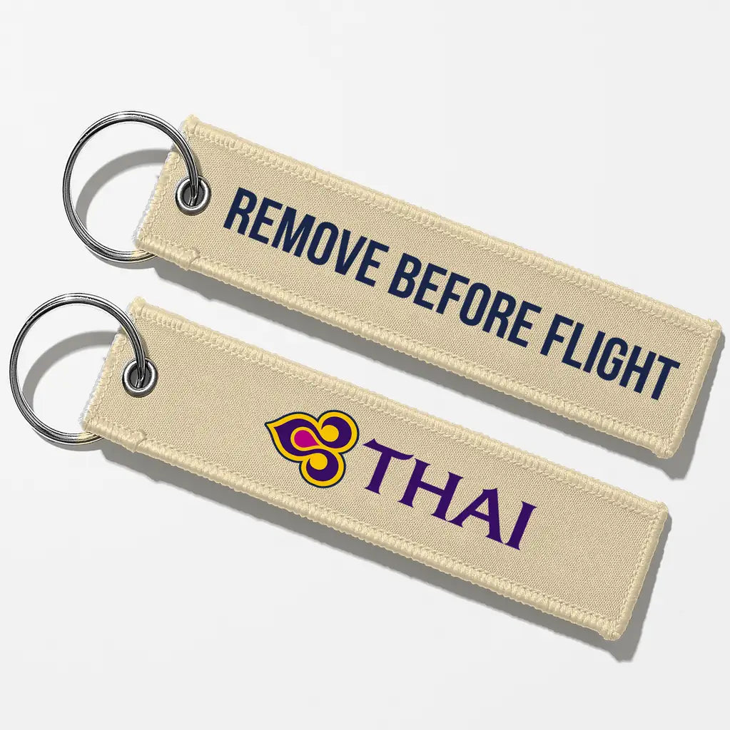 Thai Airways Crew & Staff Tag Key Chains - Beige - Remove Before Flight