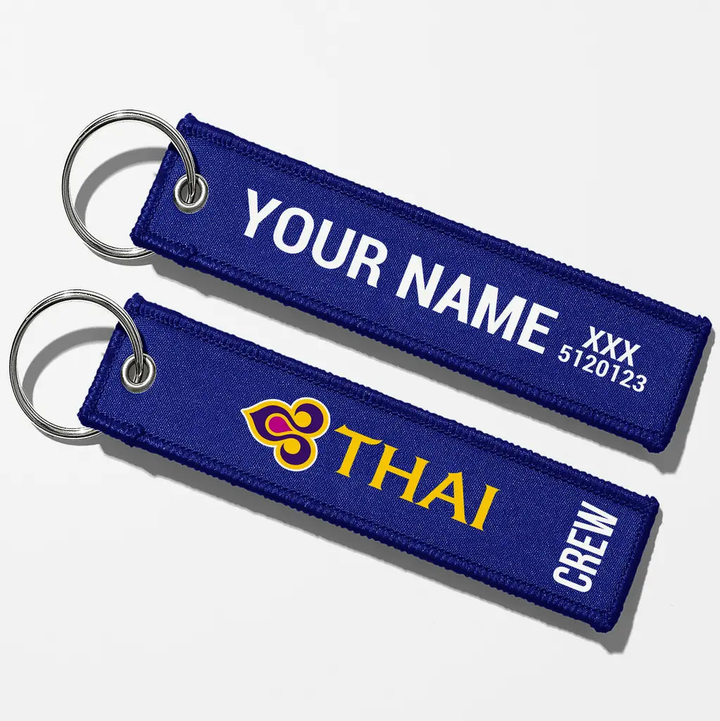 Thai Airways Crew & Staff Tag Key Chains - Blue - Crew + Name