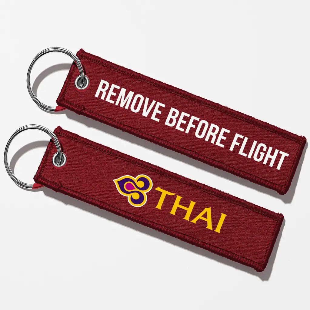 Thai Airways Crew & Staff Tag Key Chains - Dark Red - Remove Before Flight