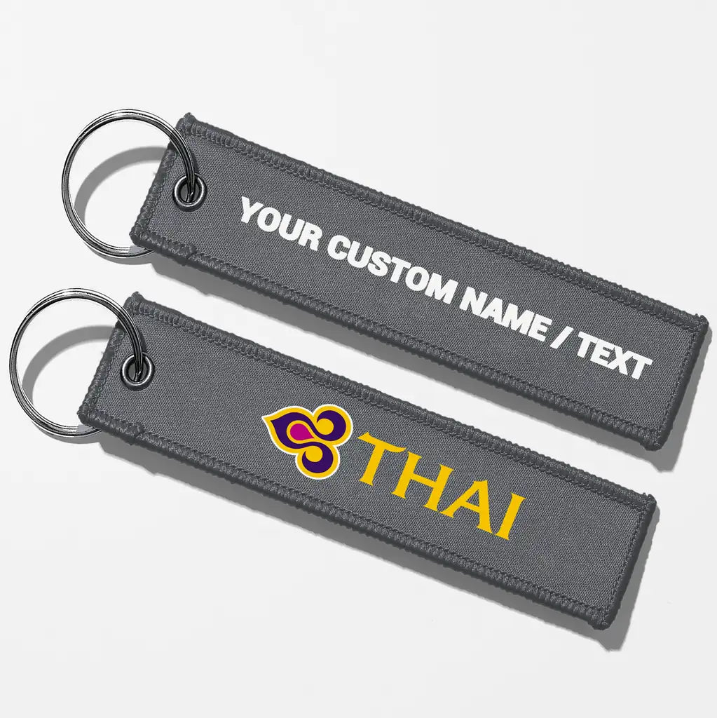 Thai Airways Crew & Staff Tag Key Chains - Gray - Personalized