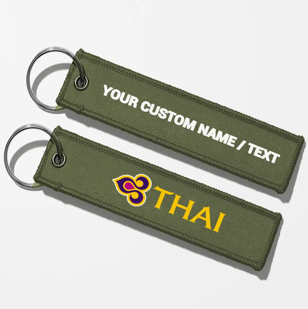 Thai Airways Crew & Staff Tag Key Chains - Green Army - Personalized