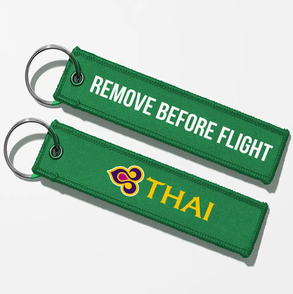 Thai Airways Crew & Staff Tag Key Chains - Green - Remove Before Flight