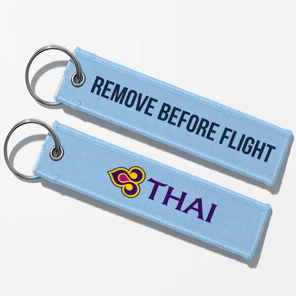 Thai Airways Crew & Staff Tag Key Chains - Light Blue - Remove Before Flight