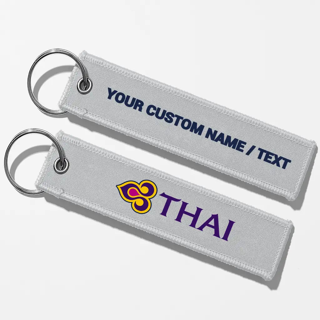 Thai Airways Crew & Staff Tag Key Chains - Light Gray - Personalized