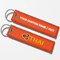 Thumbnail for Thai Airways Crew & Staff Tag Key Chains - Orange - Personalized