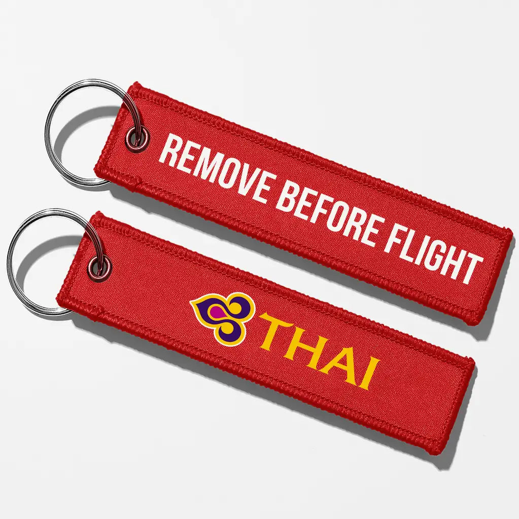 Thai Airways Crew & Staff Tag Key Chains - Red - Remove Before Flight