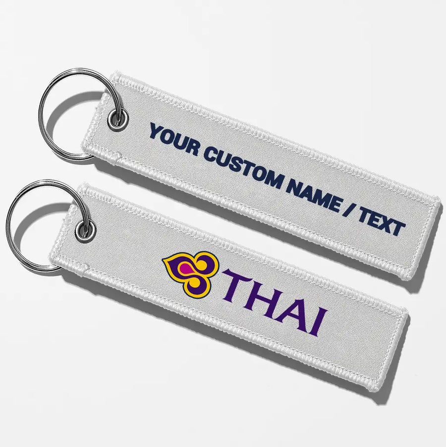 Thai Airways Crew & Staff Tag Key Chains - White - Personalized