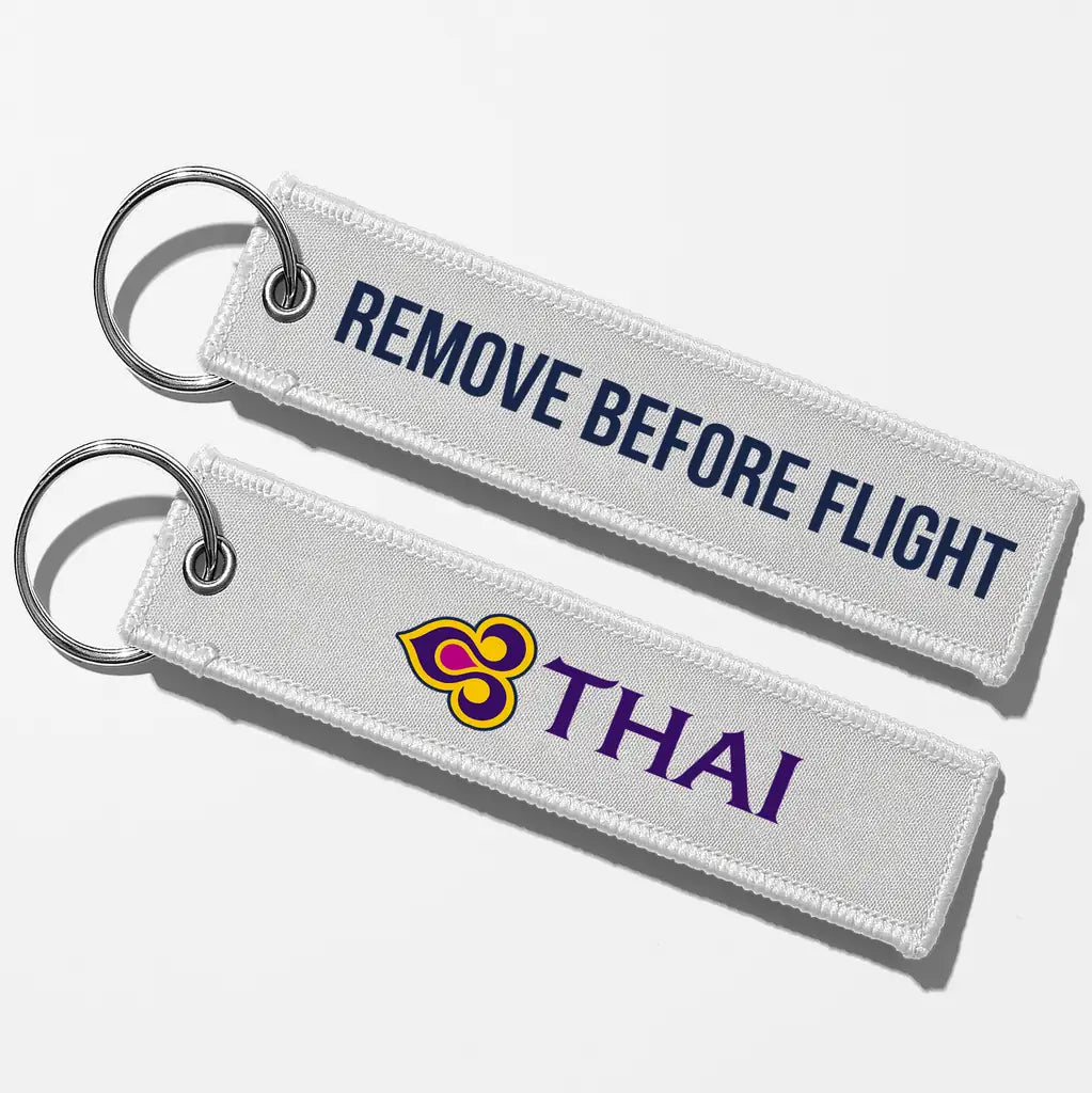 Thai Airways Crew & Staff Tag Key Chains - White - Remove Before Flight