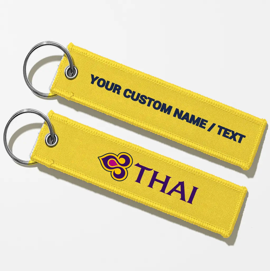 Thai Airways Crew & Staff Tag Key Chains - Yellow - Personalized