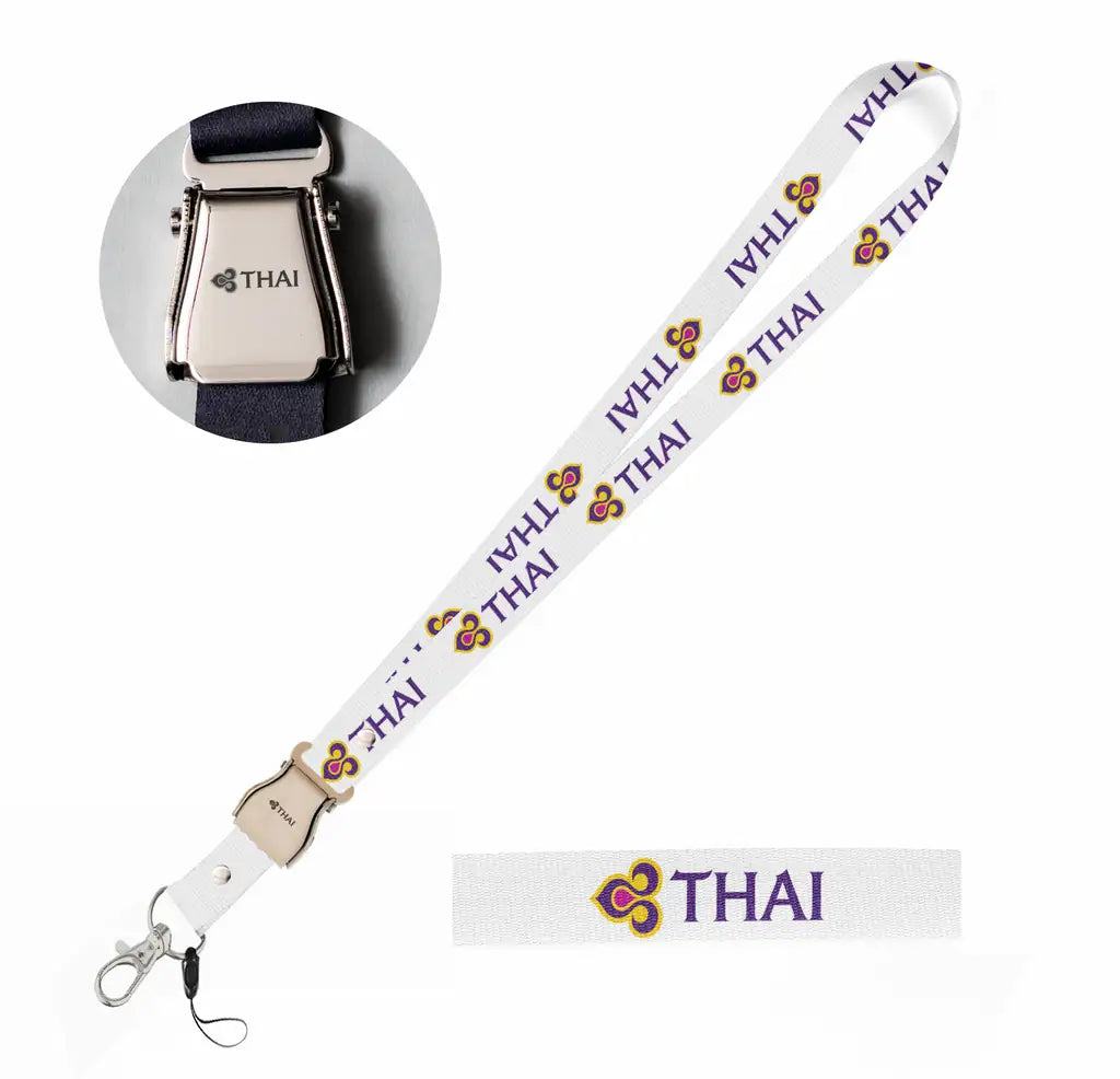 Thai Airways seat belt lanyard - white