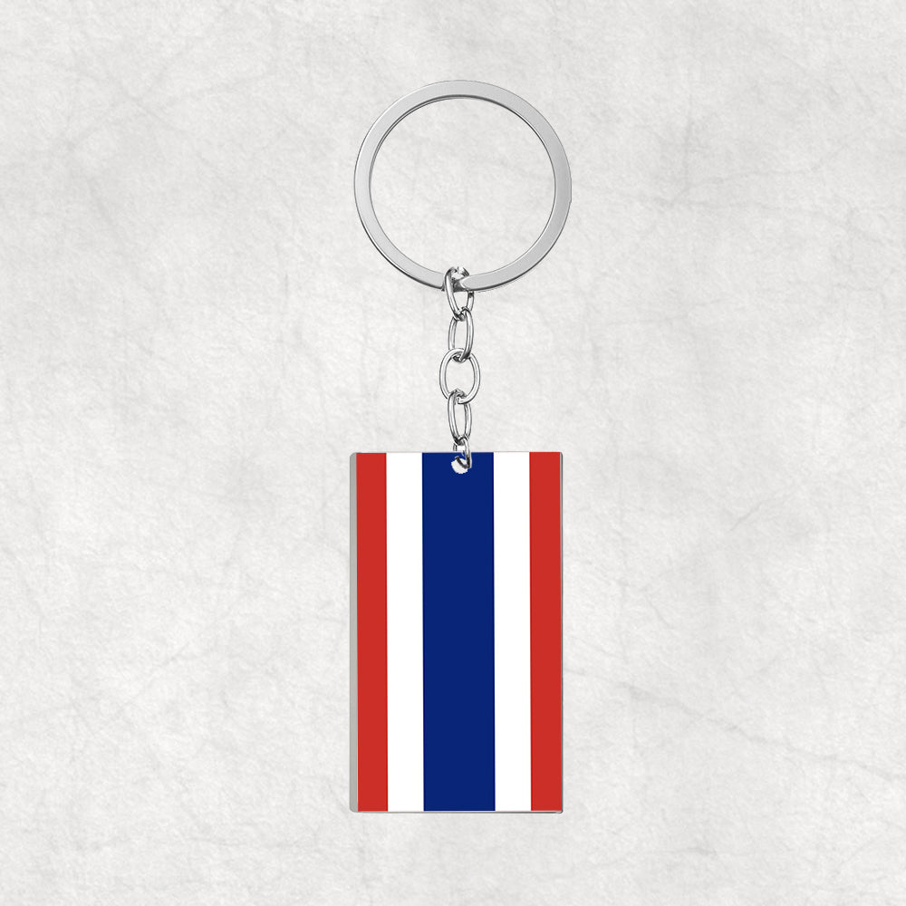Thailand Flag Designed Stainless Steel Flag Key Chains (Double Side)