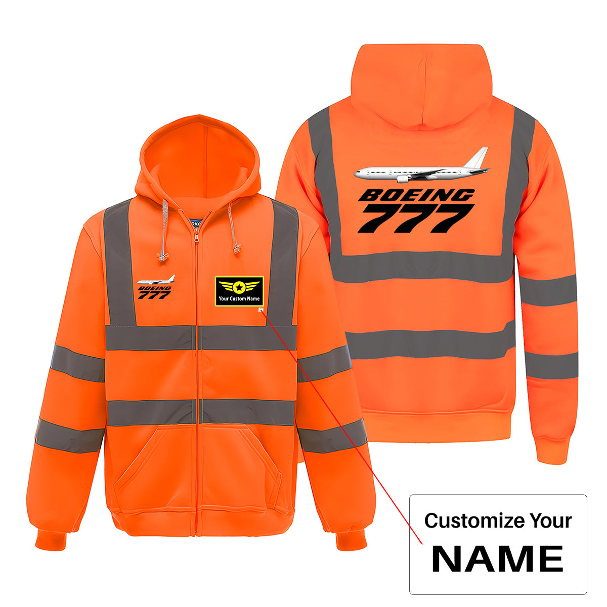 The Boeing 777 Designed Reflective Zipped Hoodies