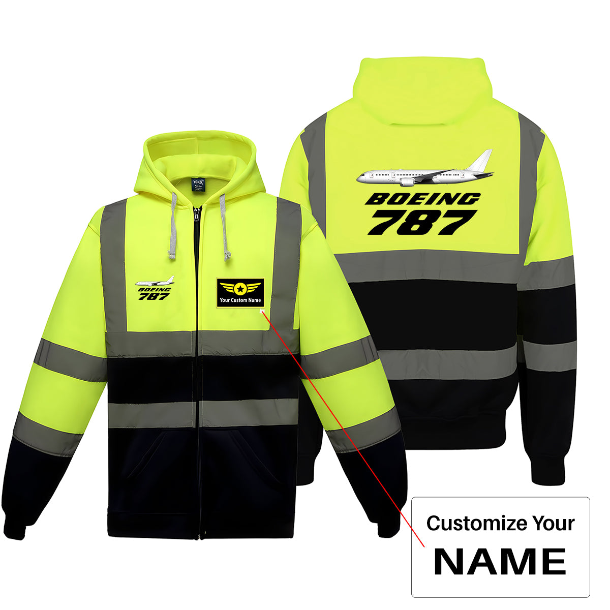The Boeing 787 Designed Reflective Zipped Hoodies