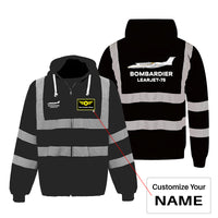 Thumbnail for The Bombardier Learjet 75 Designed Reflective Zipped Hoodies