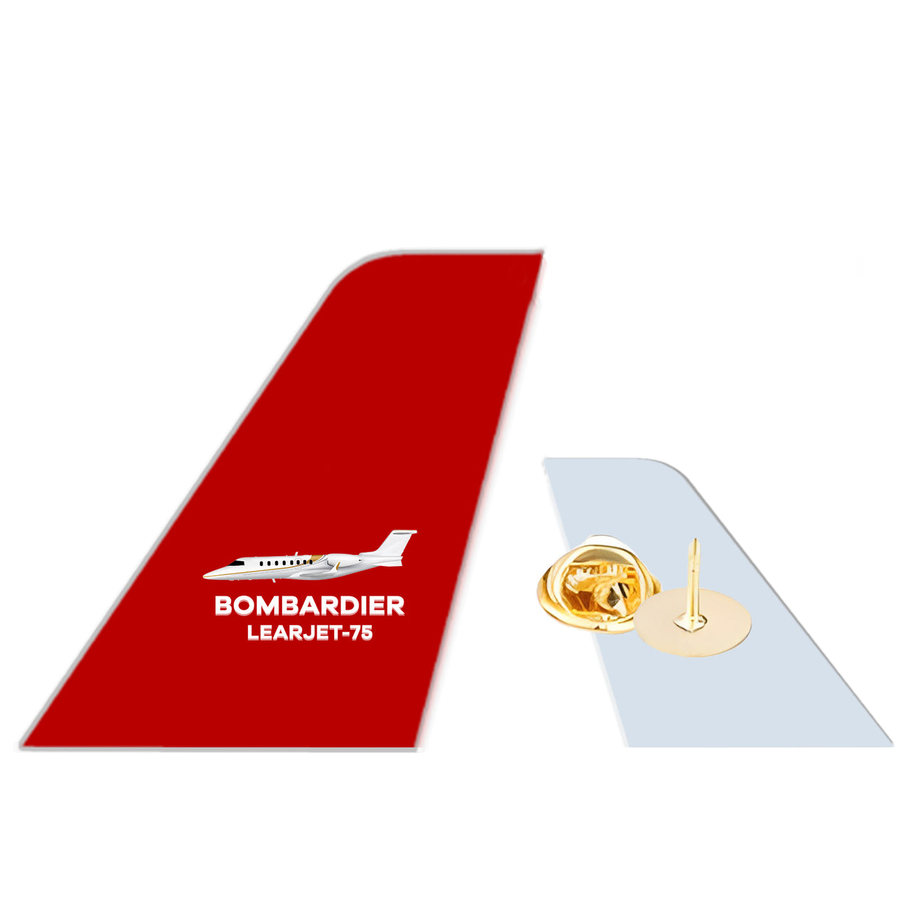 The Bombardier Learjet 75 Designed Tail Shape Badges & Pins