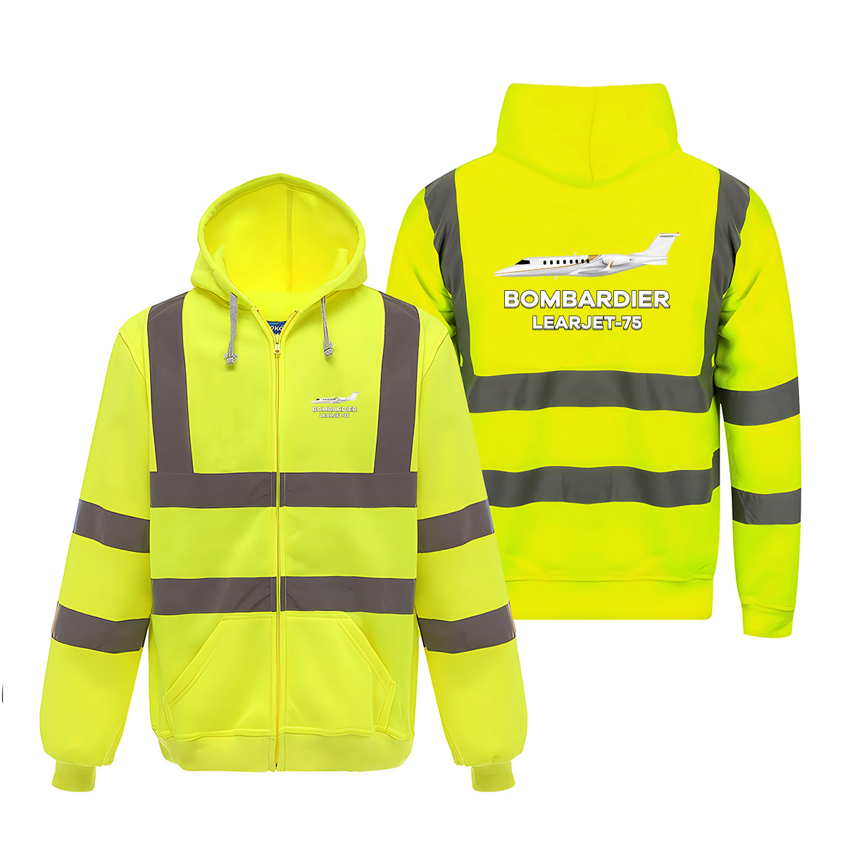 The Bombardier Learjet 75 Designed Reflective Zipped Hoodies