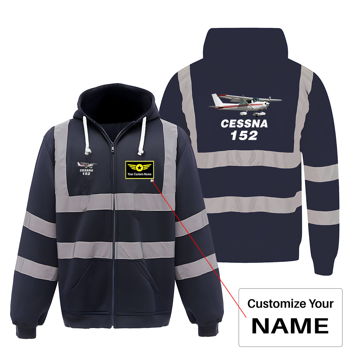 The Cessna 152 Designed Reflective Zipped Hoodies