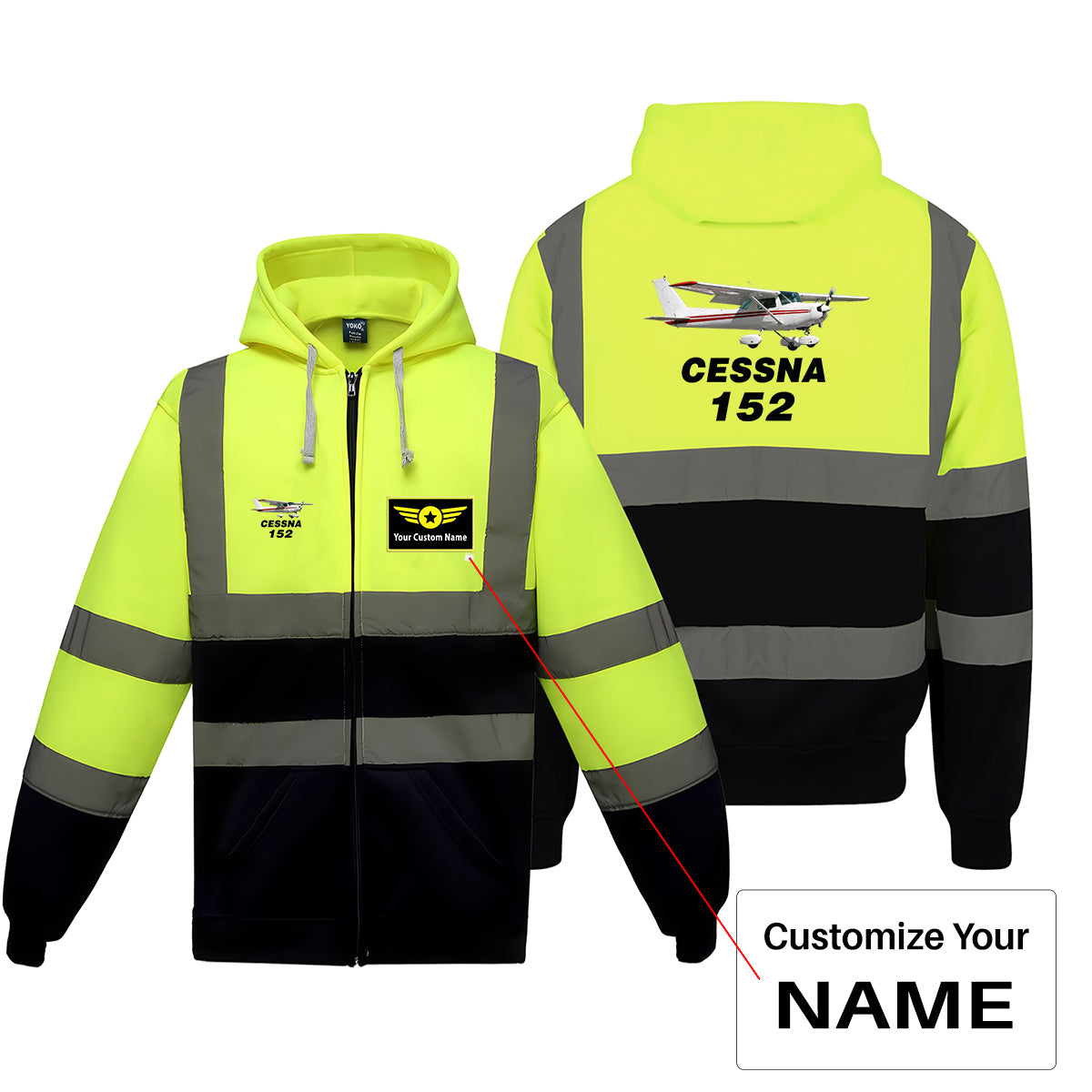The Cessna 152 Designed Reflective Zipped Hoodies
