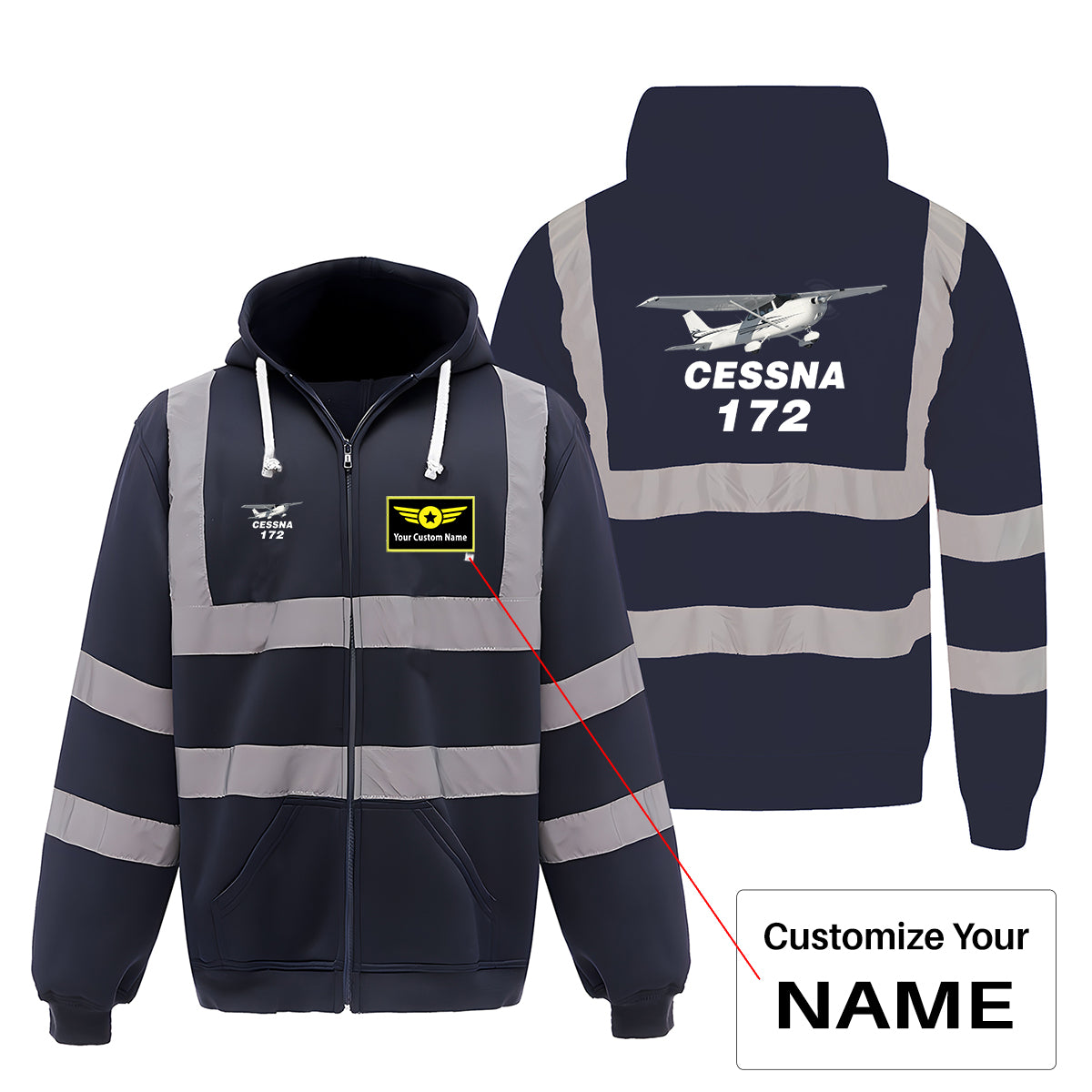 The Cessna 172 Designed Reflective Zipped Hoodies