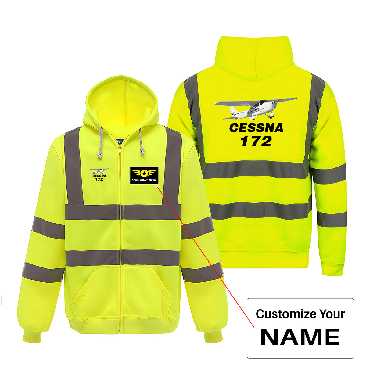 The Cessna 172 Designed Reflective Zipped Hoodies