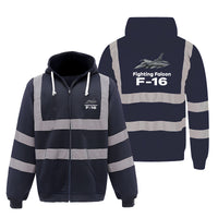 Thumbnail for The Fighting Falcon F16 Designed Reflective Zipped Hoodies