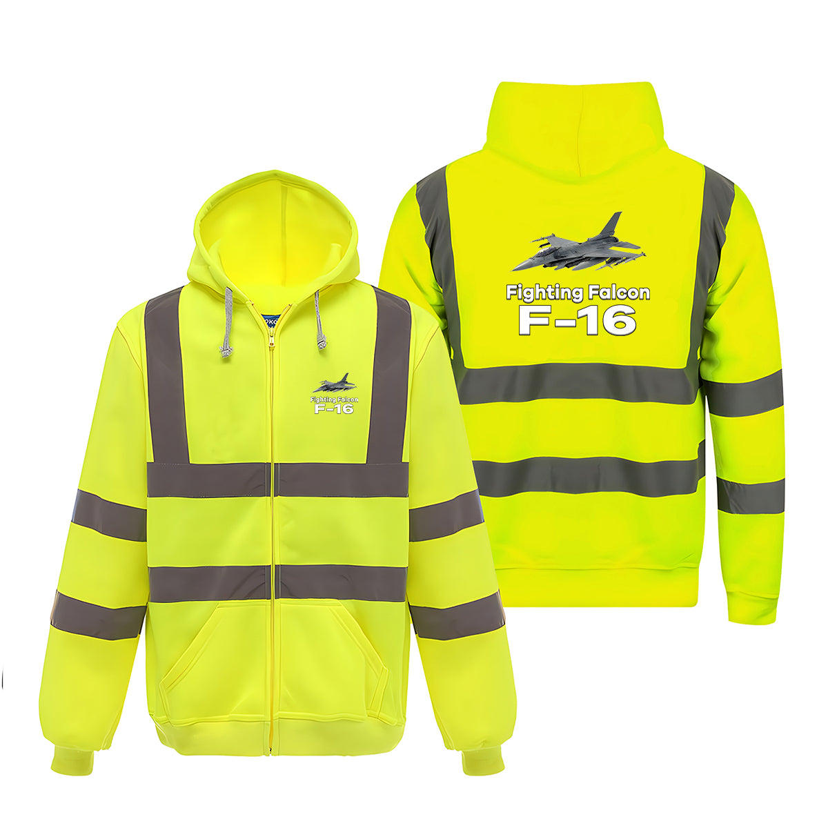 The Fighting Falcon F16 Designed Reflective Zipped Hoodies