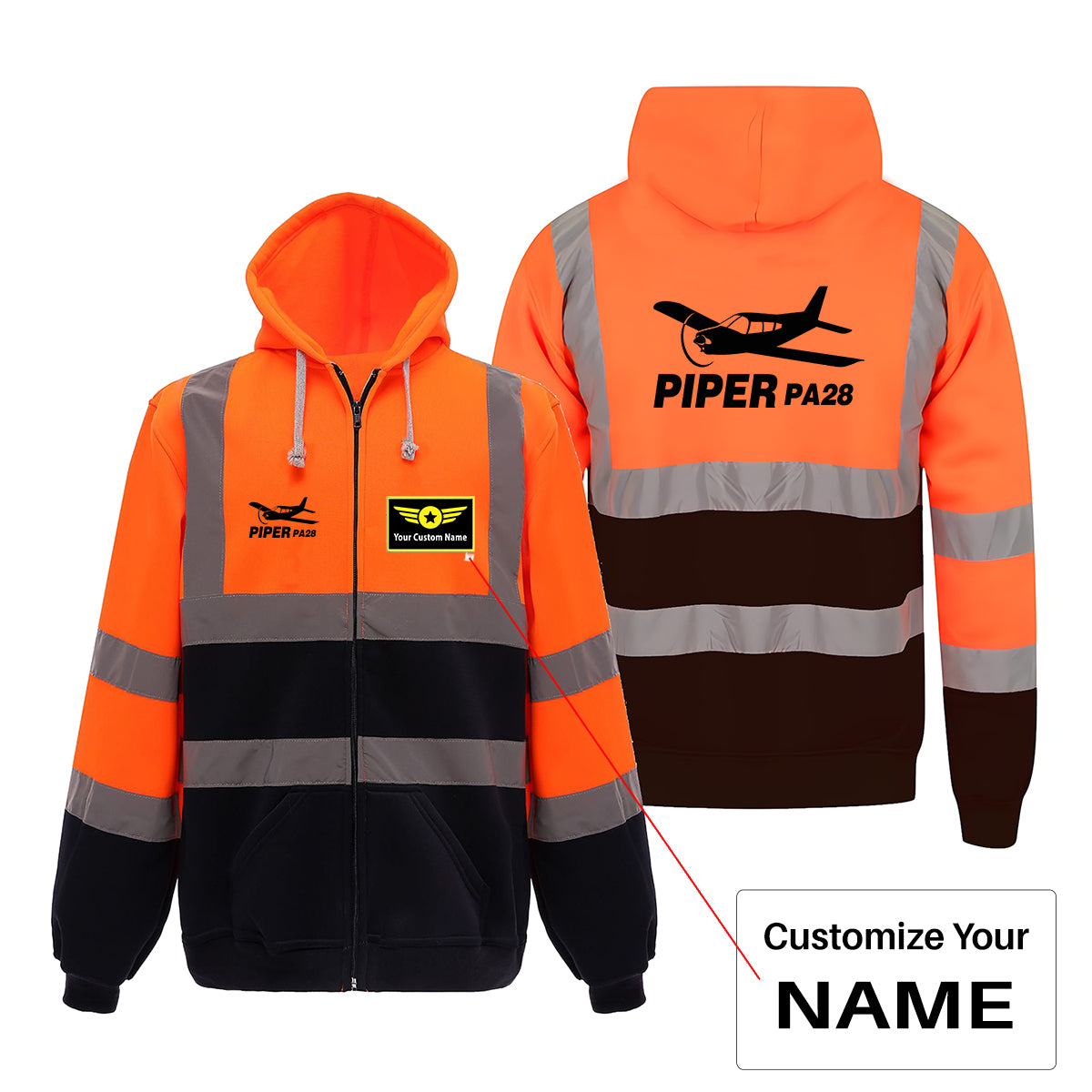 The Piper PA28 Designed Reflective Zipped Hoodies