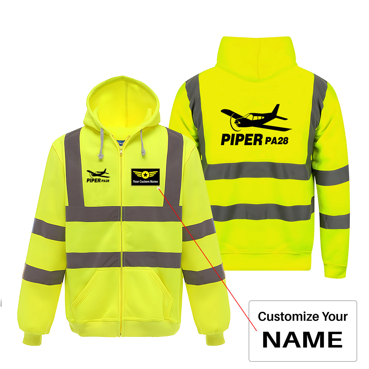 The Piper PA28 Designed Reflective Zipped Hoodies