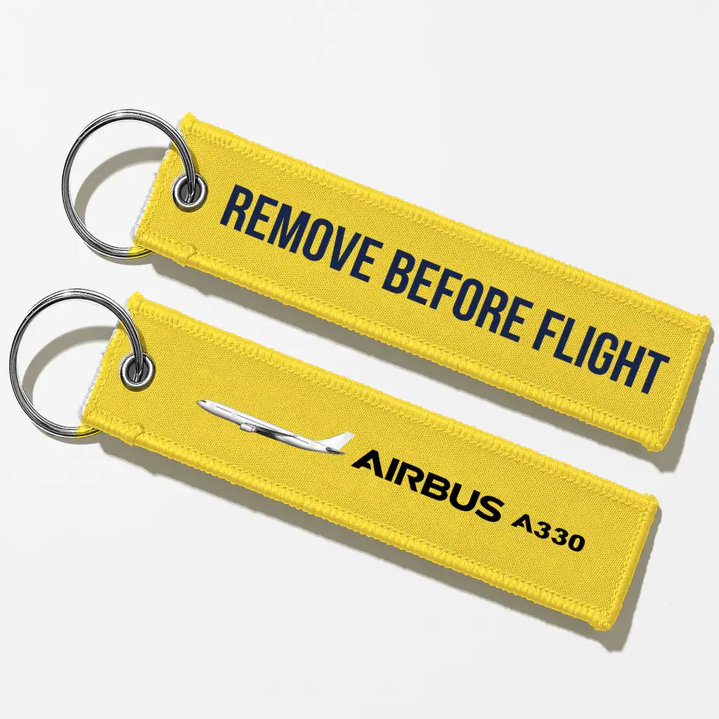 The Airbus A330 Key Chains - Yellow - Remove Before Flight
