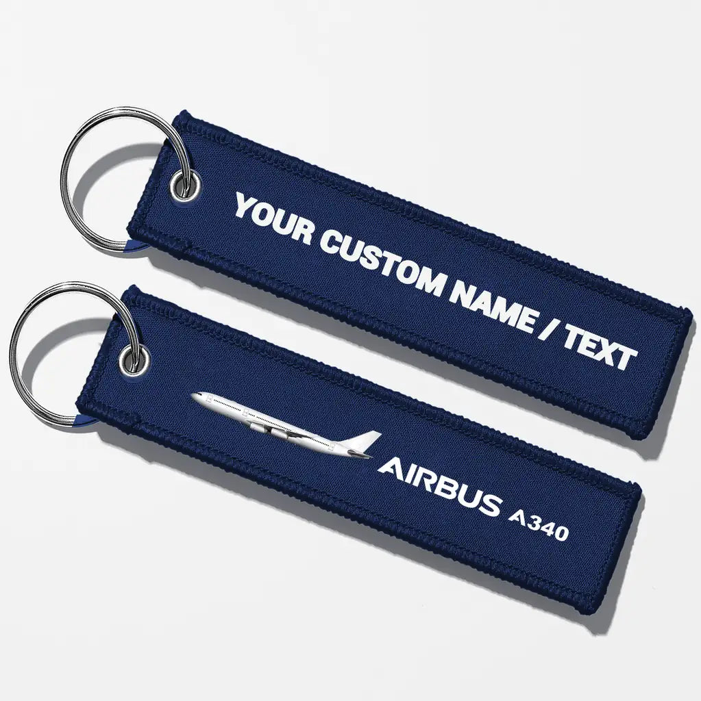 The Airbus A340 Key Chains - Navy Blue - Personalized