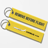 Thumbnail for The Airbus A340 Key Chains - Yellow - Remove Before Flight