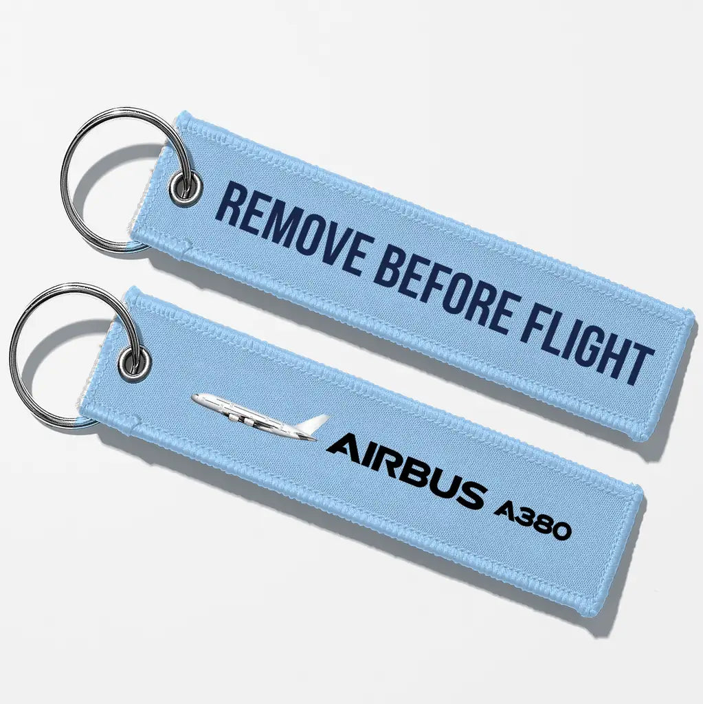 The Airbus A380 Key Chains - Light Blue - Remove Before Flight