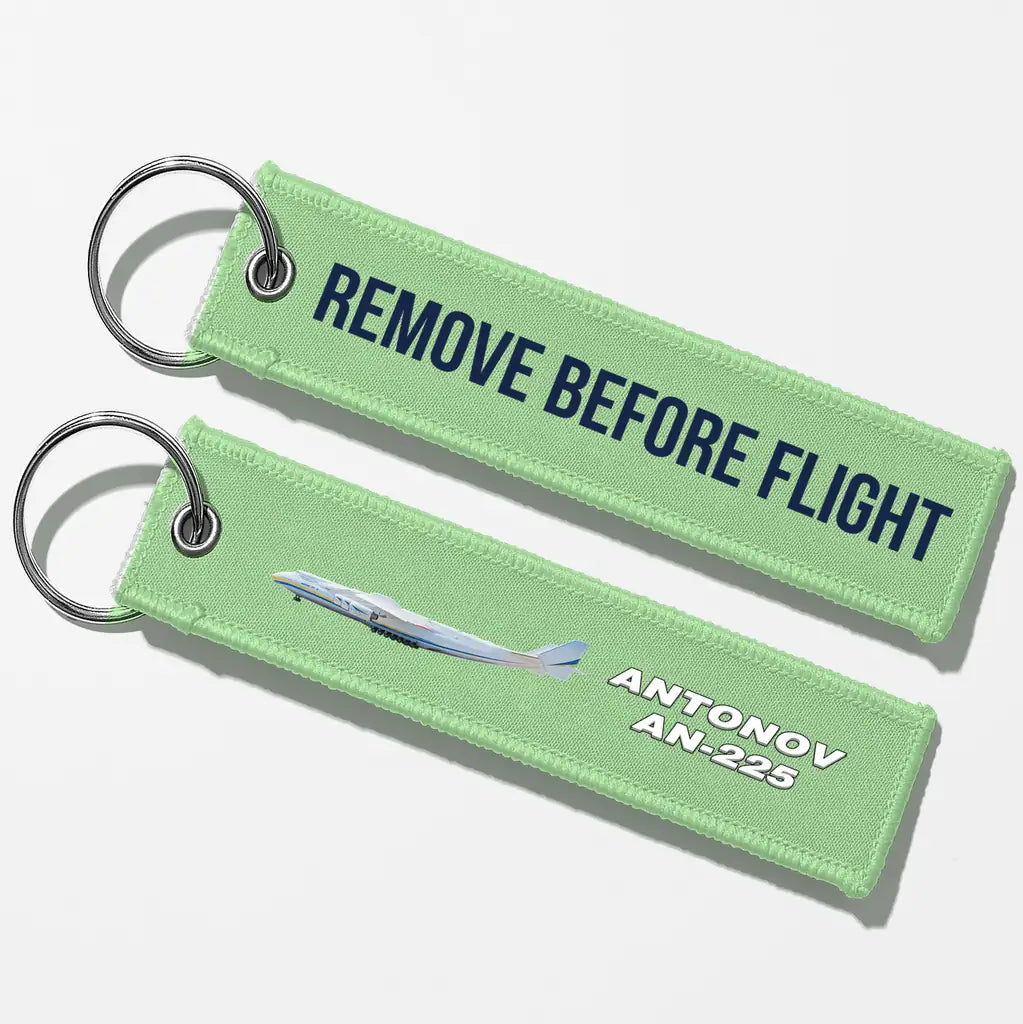 The Antonov AN-225 Aviator Key Chains - Light Green - Remove Before Flight