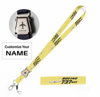 Thumbnail for The Boeing 737Max seat belt lanyard - yellow with name