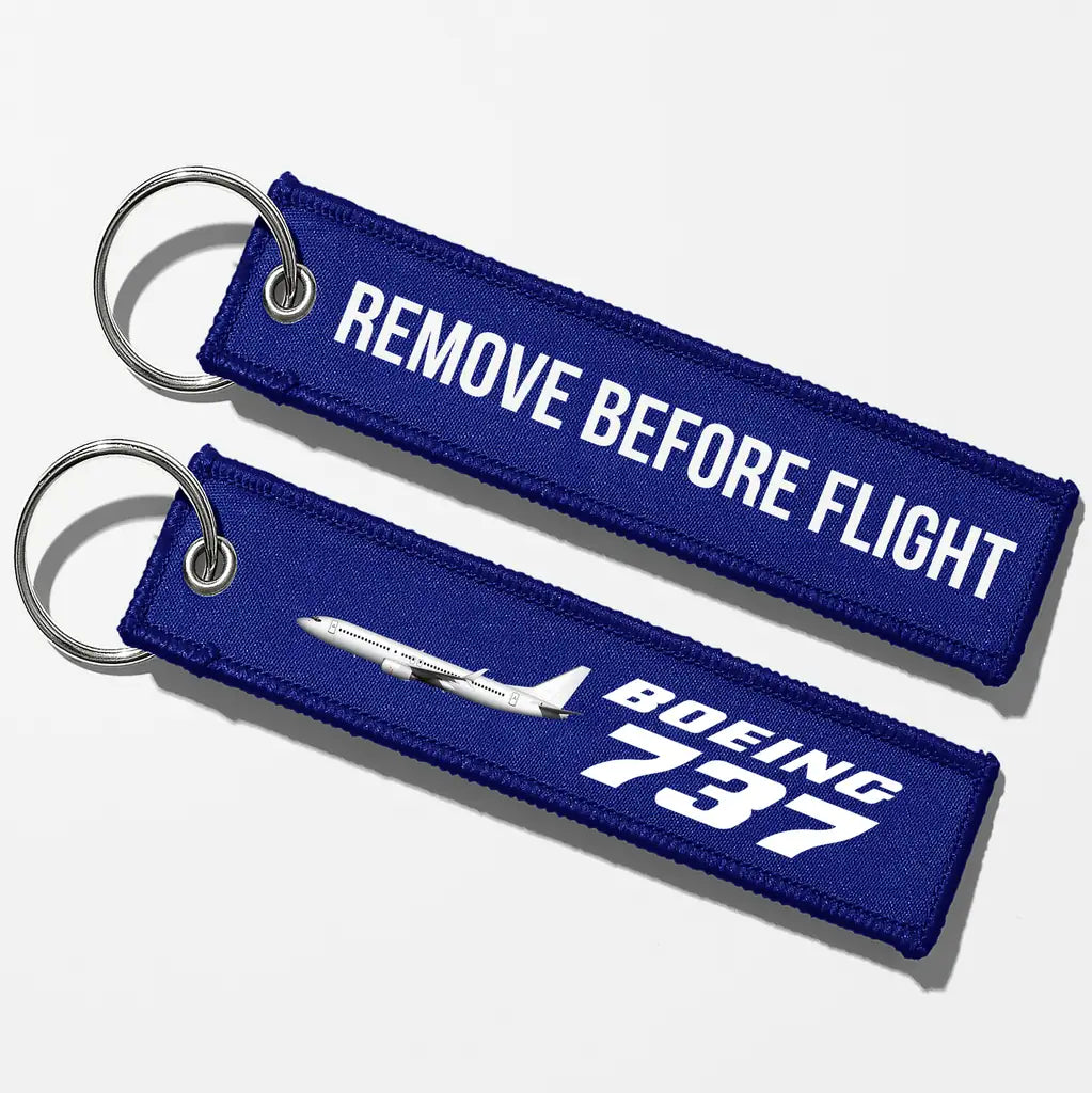 The Boeing 737 Key Chains - Blue - Remove Before Flight