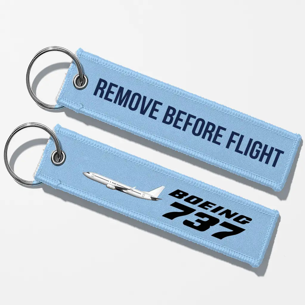 The Boeing 737 Key Chains - Light Blue - Remove Before Flight