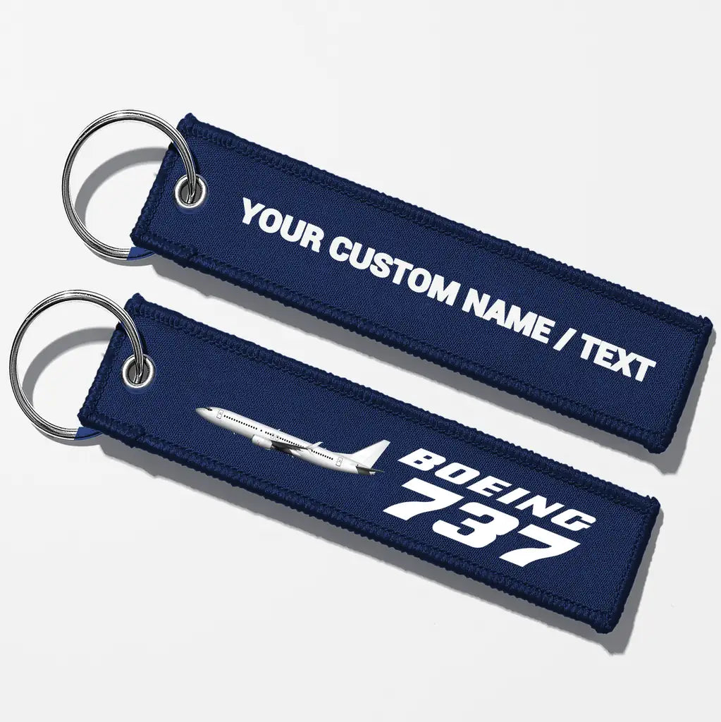 The Boeing 737 Key Chains - Navy Blue - Personalized