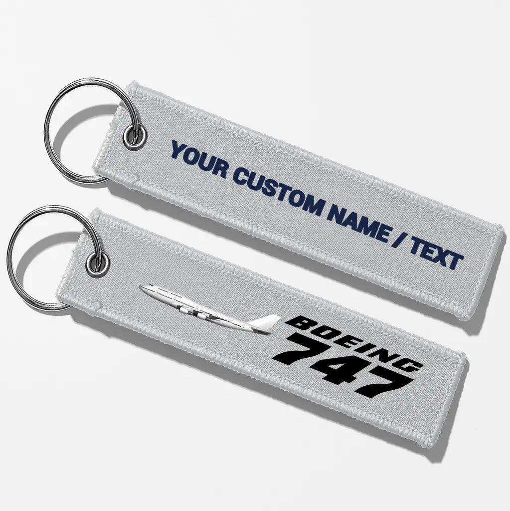 The Boeing 747 Key Chains - Light Gray - Personalized