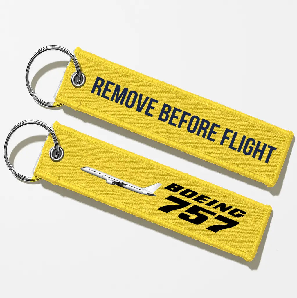 The Boeing 757 Key Chains - Yellow - Remove Before Flight