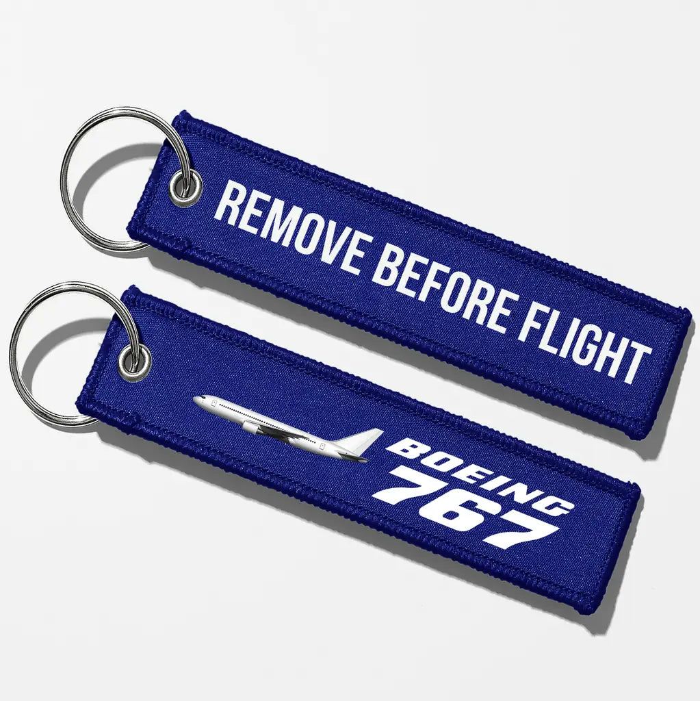 The Boeing 767 Key Chains - Blue - Remove Before Flight